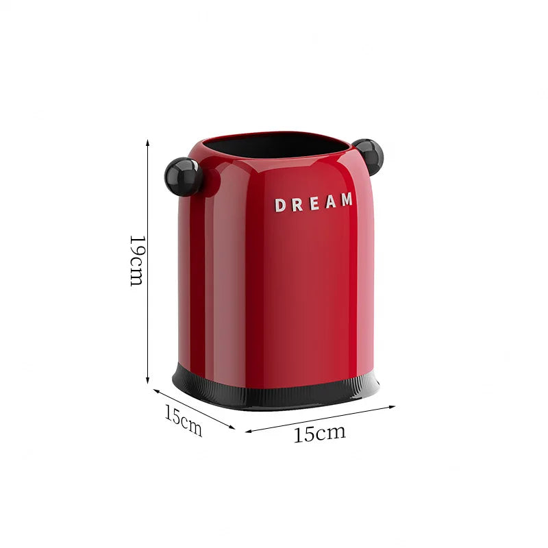 Luxury Home Trash Can for Living Room&Bedroom Garbage Bin Decorative Wastebasket for Office,Bathroom&Desktop,Storage Solution Qme S-Vintage Red