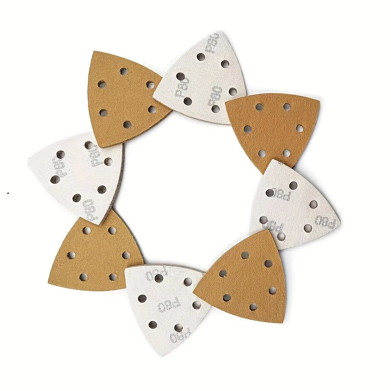 20-Piece triangular oscillating sandpaper with hooks and loops 6 holes 60-320 thickness detail grinding wheel for wood polishing Qme