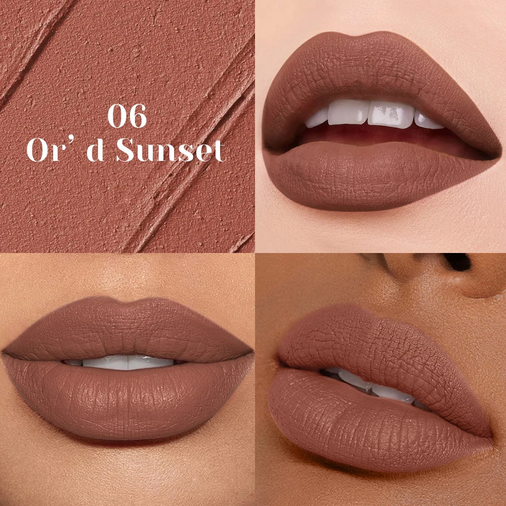 Matte Nude Lipstick Smooth Texture Long-lasting Water Resistance No Qme 06