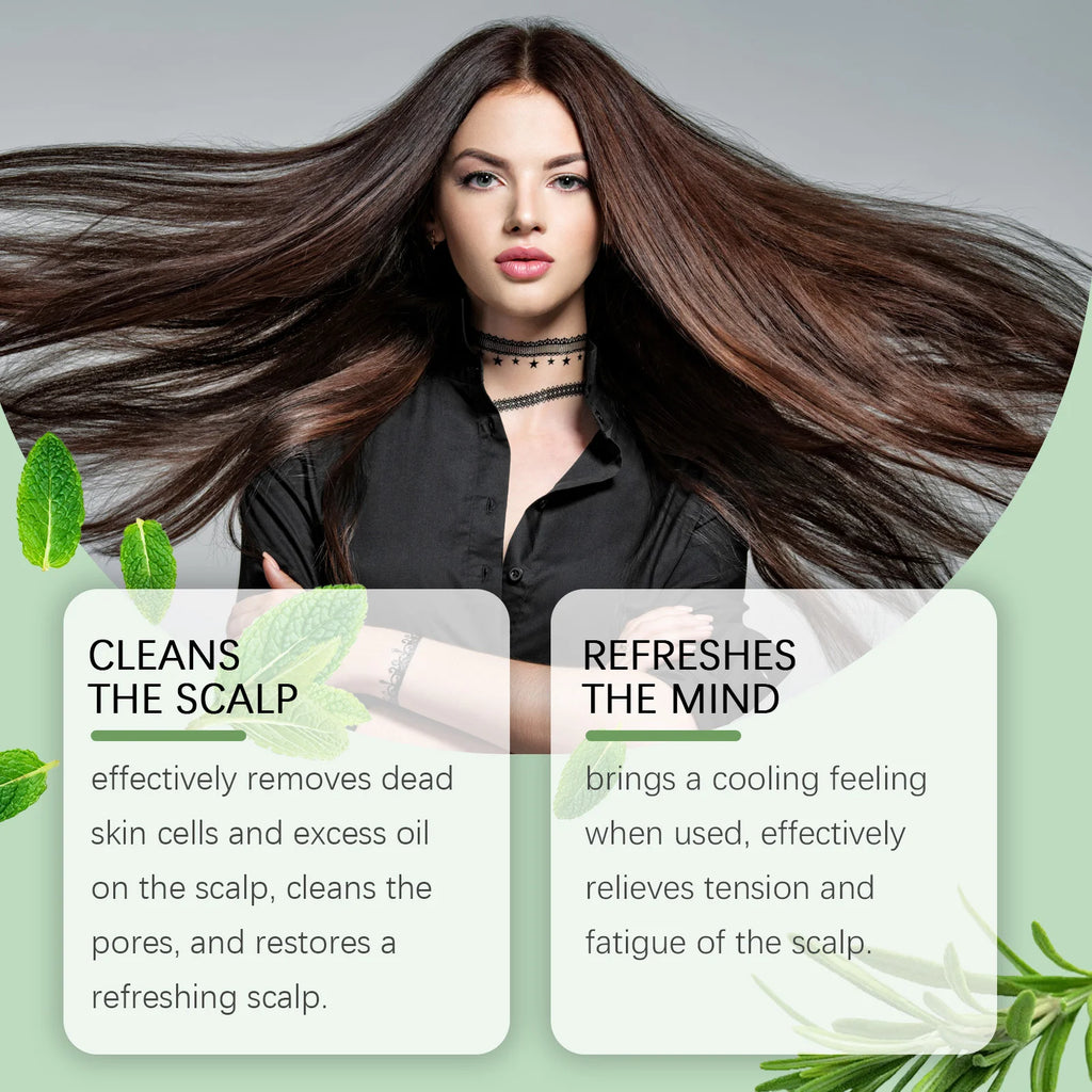 Rosemary Scalp Scrub With Silicone Scalp Massager Deep Cleaning Control Sebum Secretion Relieve Itching Dandruff Removal Shampoo Qme