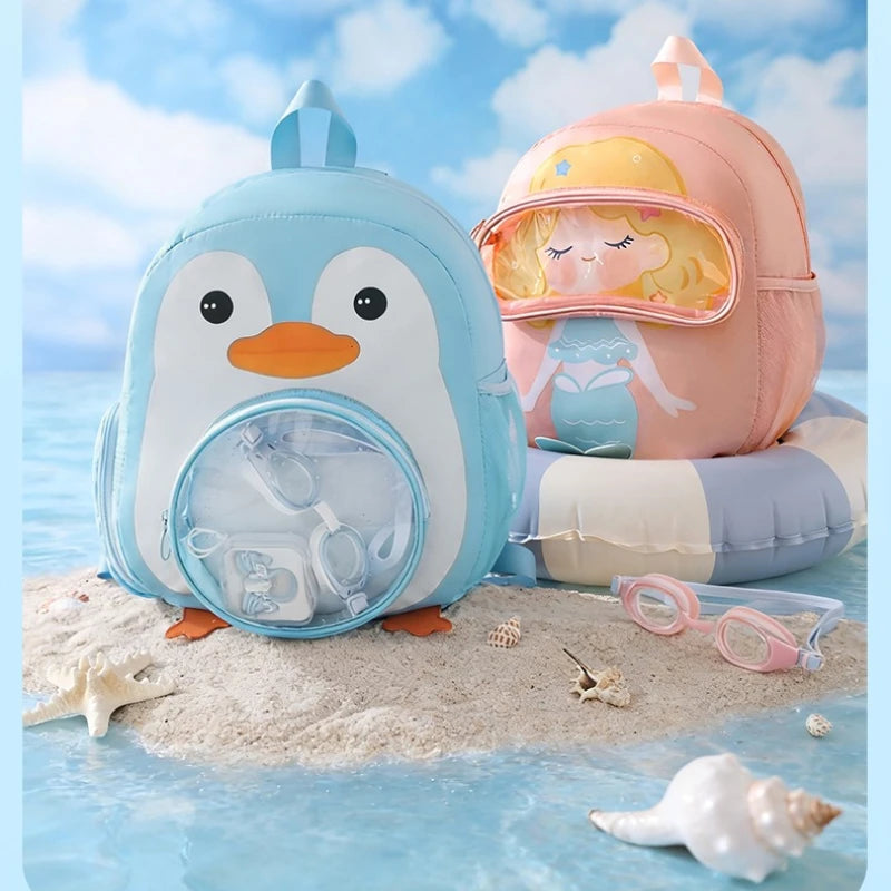 A Children's backpack sports backpack cartoon dry wet separation shoe compartment storage bag cute large capacity swimming bag Qme