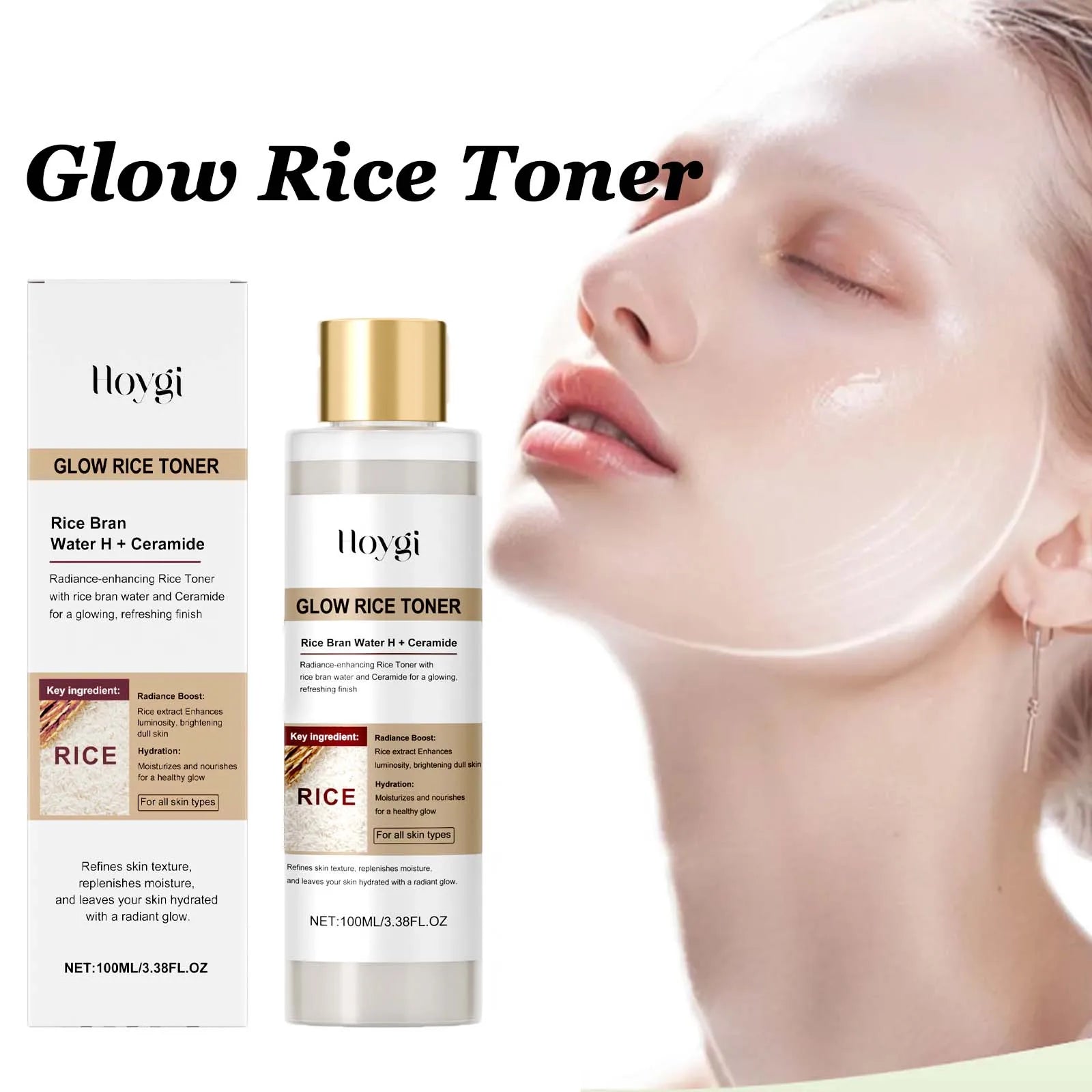 Glow Rice Toner Hydrating Balancing Facial Essence Water Oil Control Pore Refining Nourishing Brightening Toner Glowing Skin Qme