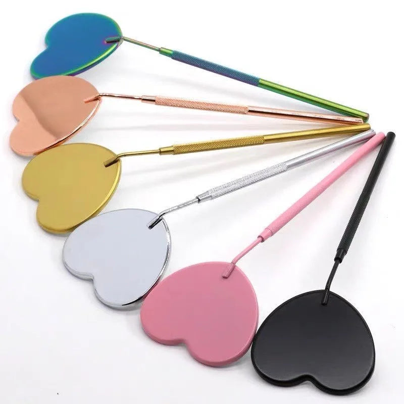 Eyelash Extensions Checking Mirror Heart Shape Stainless Steel Qme