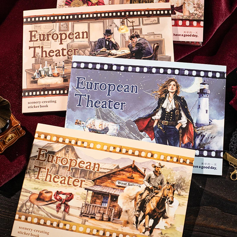 European Vintage Scene & Character Sticker Book, Perfect for Scrapbooking, Art Bookmark Making & More, A Must-Have for Students Qme