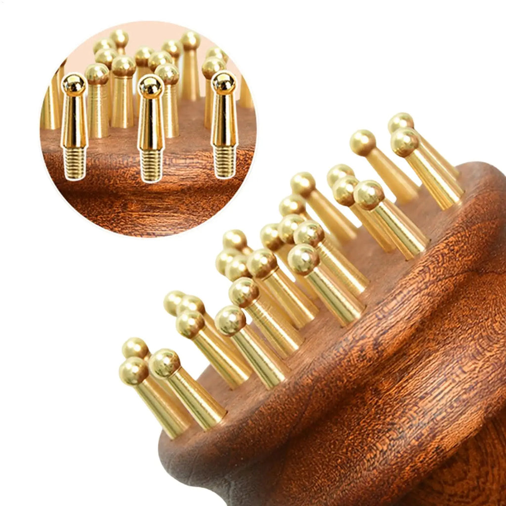 Scalp Massager Brush Long Handle Brass Teeth Soothing Meridian Massage Brush Gua Sha brush Body Massage Brush Massage Comb Qme