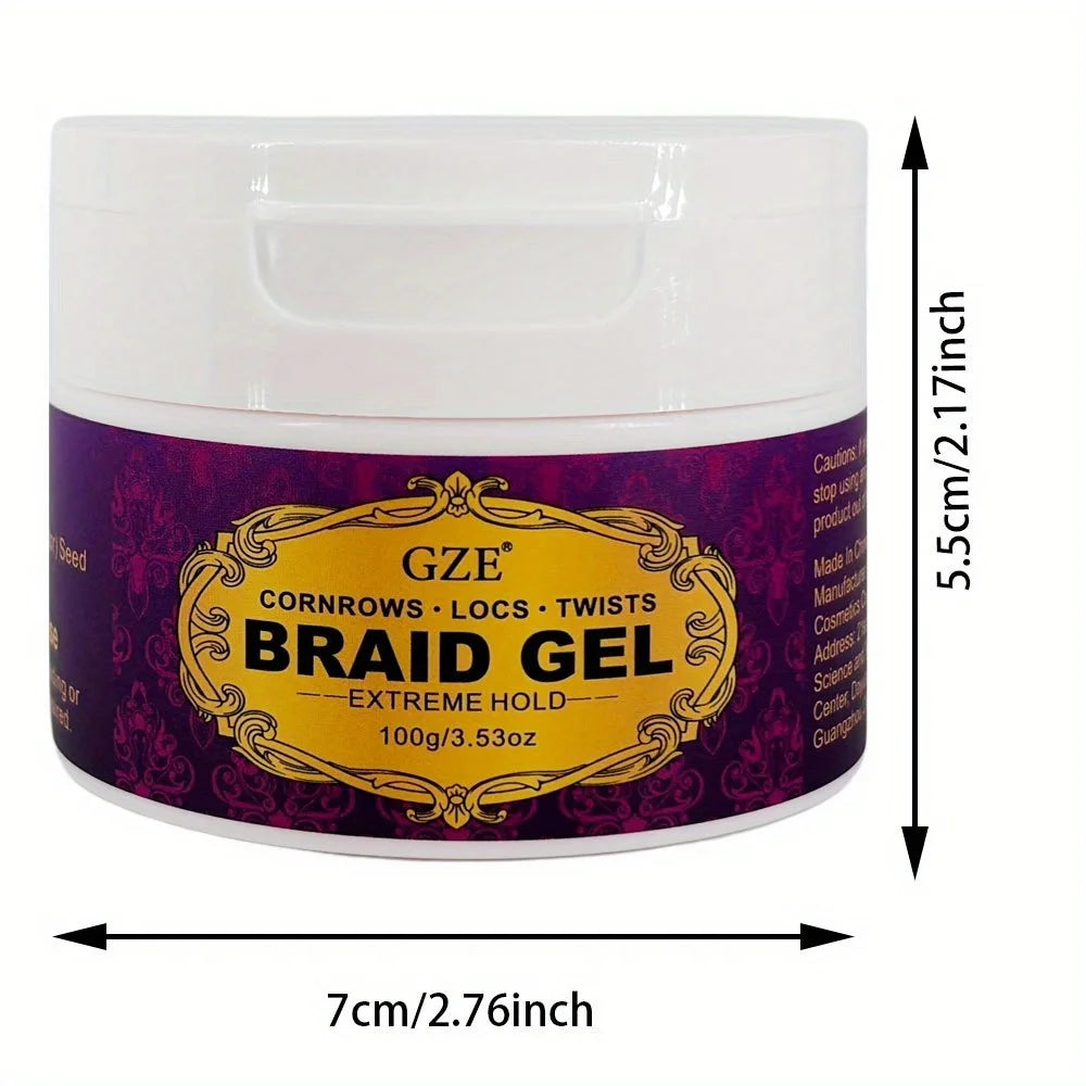 GZE Braid Gel Extra Hold High Shine Braiding Gel & Edge Control Conditioning No Flake Suitable For Twist Locs Braids Edge Qme