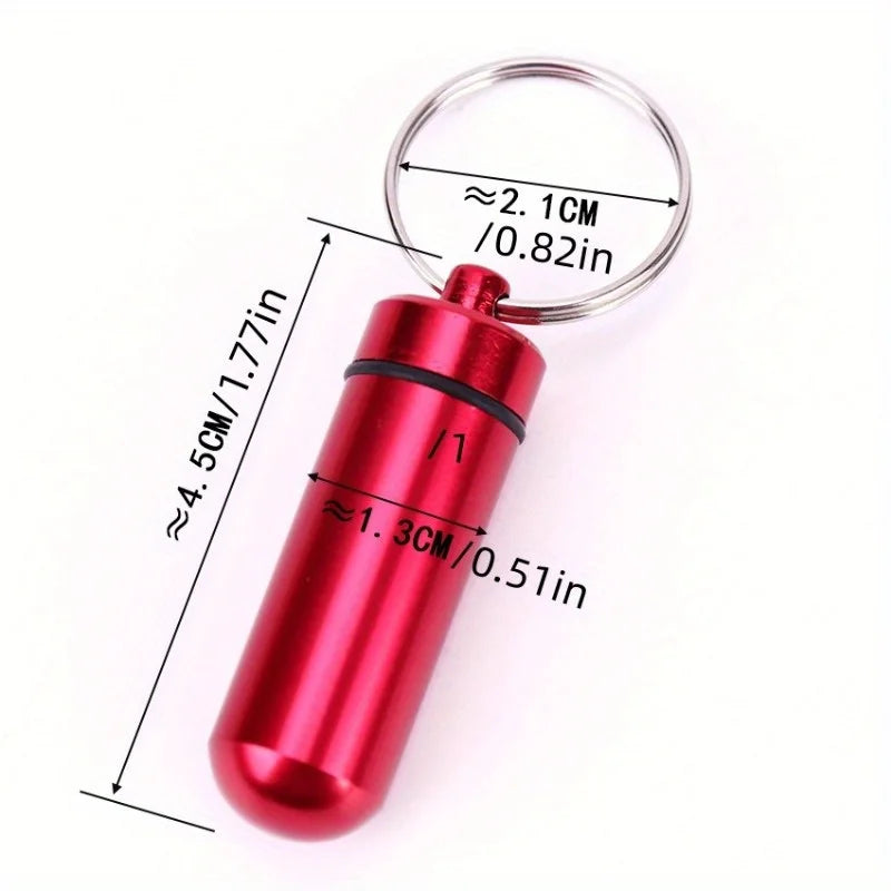 Mini Aluminum Waterproof Pill Box Keychain Portable Medicine Container for Outdoor Travel Emergency Storage Qme