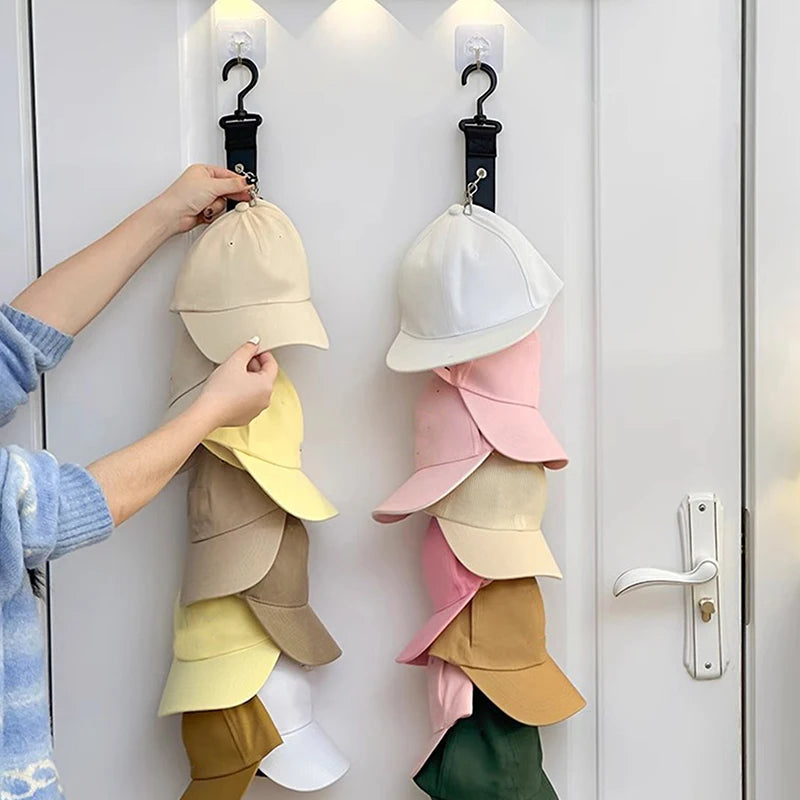 Closet Storage Organizer Cap Hanger Baseball Eight Clips Wall Mounted Qme