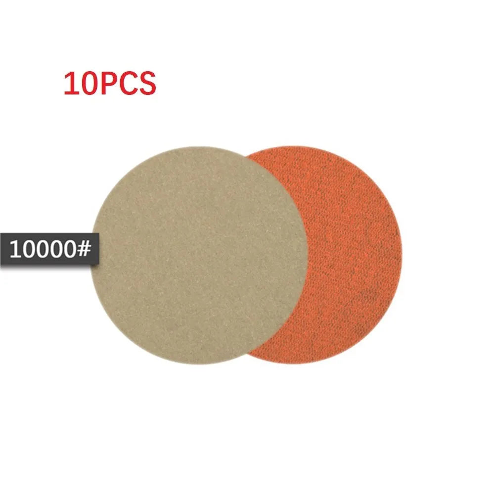 10Pcs Wet/Dry Sandpaper 3 Inch 75MM Hook And Loop Silicon Carbide 240-10000 Grits Waterproof Sanding Disc Qme 10000