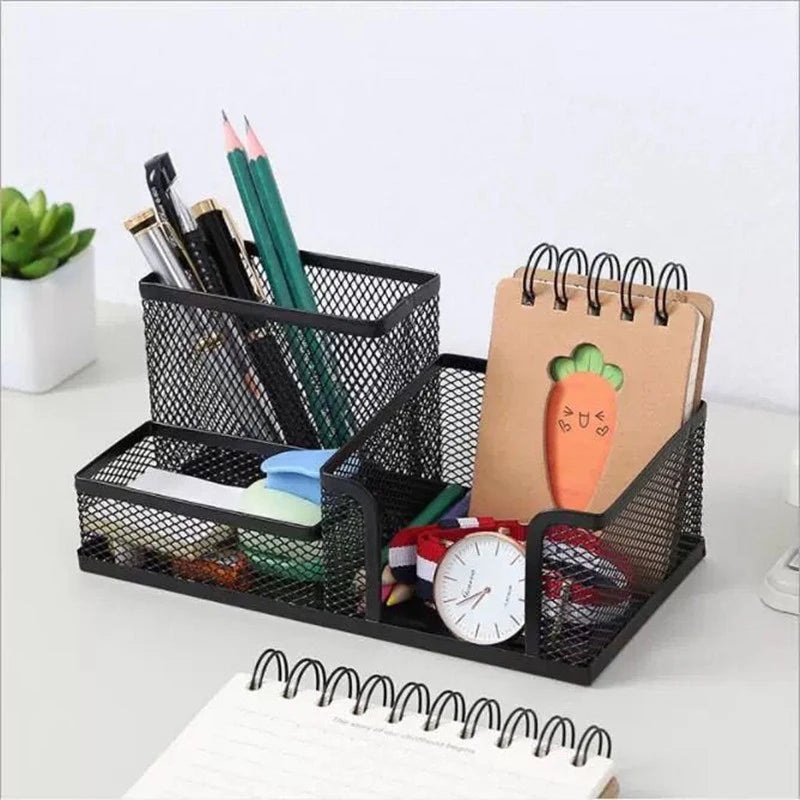 Desk Stationery Organizer Creative Metal Pen Holder Pencil File Qme