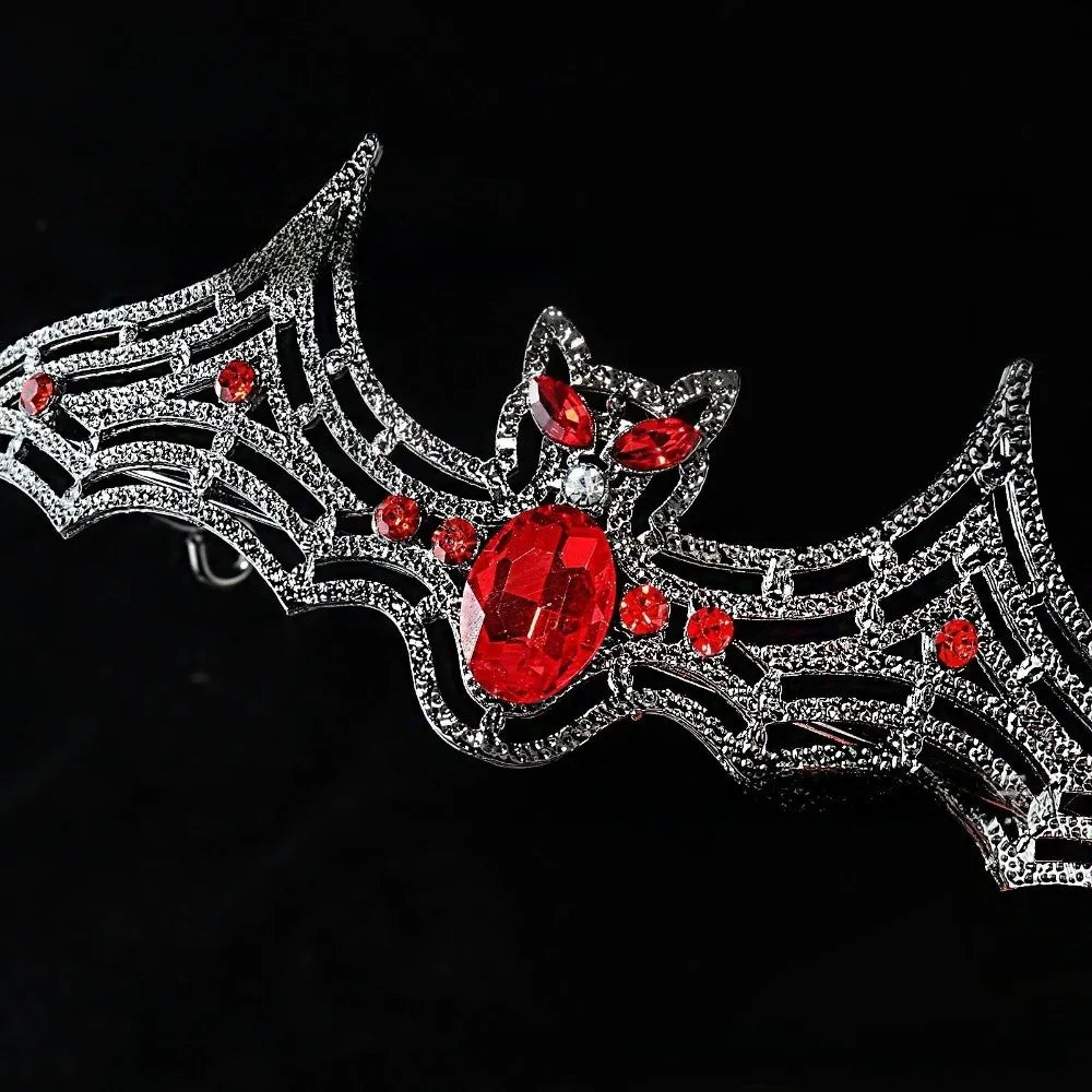 Simple Metal Halloween Bat Hairband Sparkling Multicolor Rhinestone Crowns Cosplay Props Dark Halloween Tiara Ladies Qme
