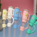 5Pcs Ins Style Cute Silicone Straw Lids Large Diameter Straw Cap Color Silicone Leakproof Plug Cold Drink Accessories Dust Cup Qme 5PCs(with out Straw)
