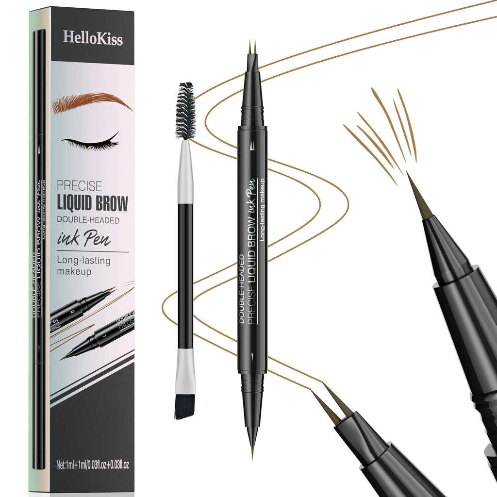 Waterproof Eyebrow Pen, Microblading Eyebrow Pencil With 4 Split Head, Natural Looking Brows Makeup ( 5 Colors) Qme