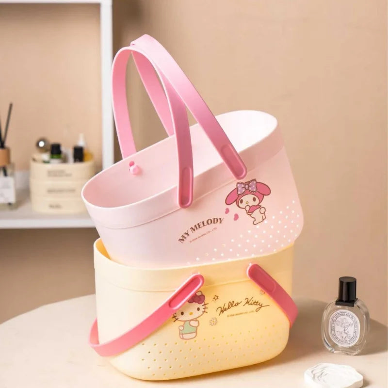 Hello Kitty Kuromi Portable Drain Basket Bathroom Basket, Shower Basket, Toiletries Storage Basket, Storage Basket,Bath Basket Qme