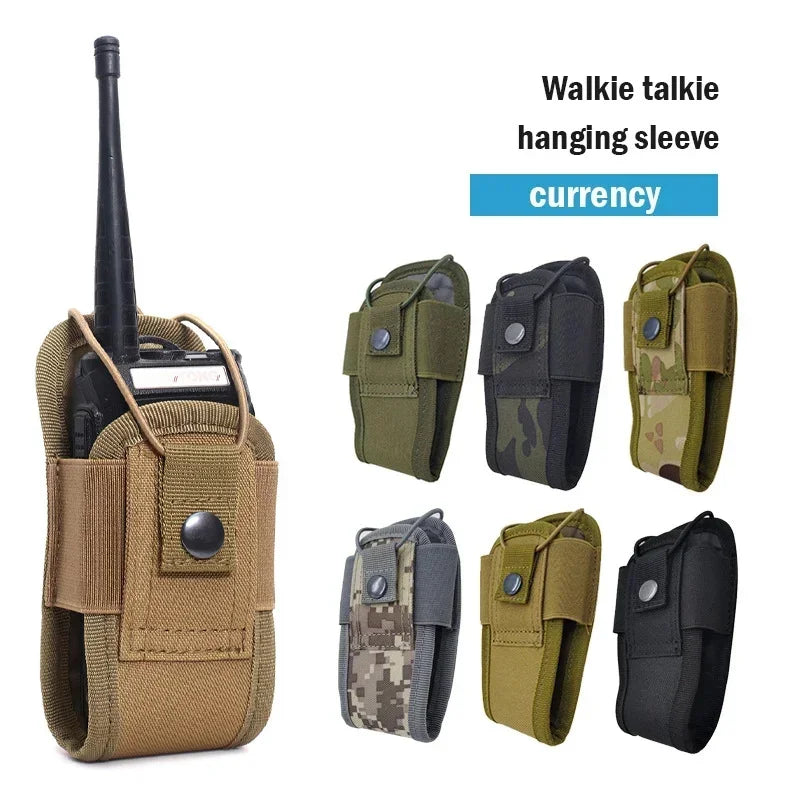 Portable Radio Walkie Talkie Holster, 1000D Tactical Molle Waist Bag Holder Pocket, Carry Bag for Hunting Camping Qme