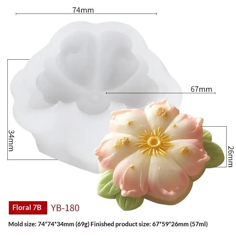 Flower Rice Cake Silicone Mold Non-stick Shape Mooncake Mung Bean Qme K