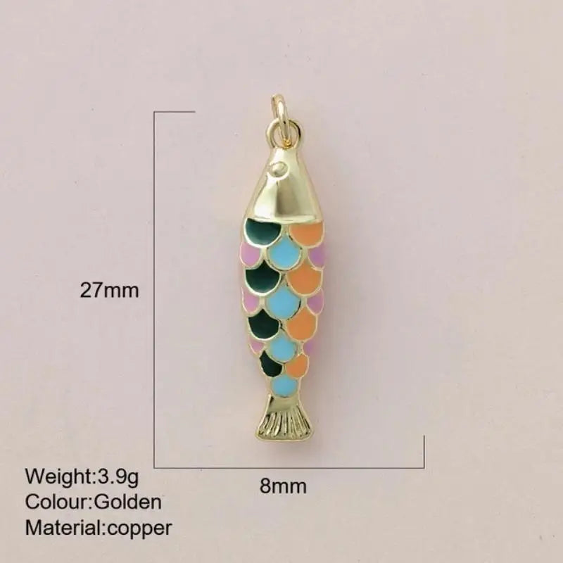 Fashion Cute Colored Enamel Fish Charms For Jewelry Making Supplies Bohemian Animal DIY Earring Bracelet Necklace Accessories Qme A9