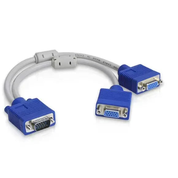 5PCS VGA Monitor One Point Two One Point Two VGA3 + 6 Vga 1 Male To 2 Female Cable Extension Cable Monitor Y Splitter with A Nut Qme