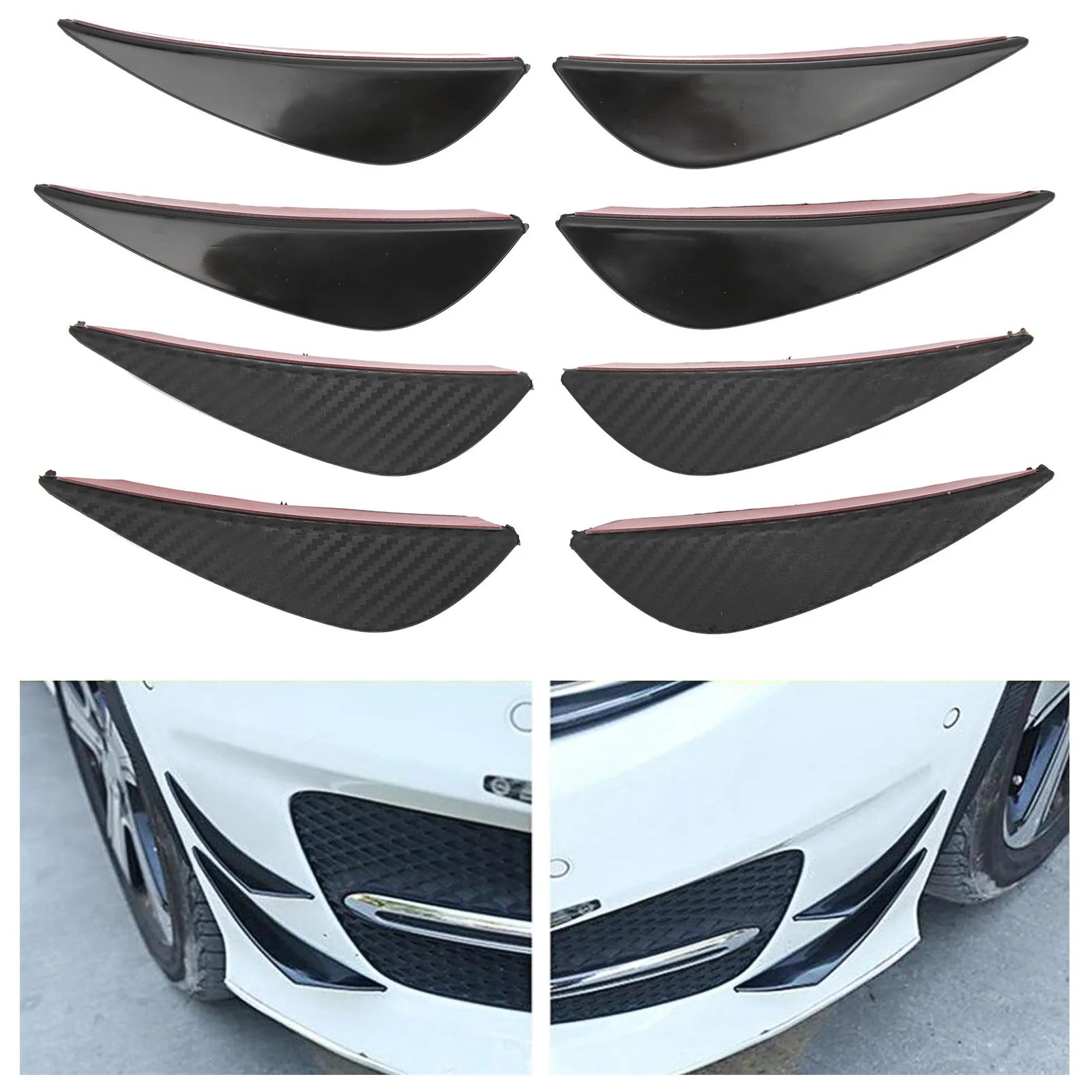 Front Bumper Air Knife Spoiler Modification Diffuser PVC Paste Type Front Bumper Lip Front Bumper Qme