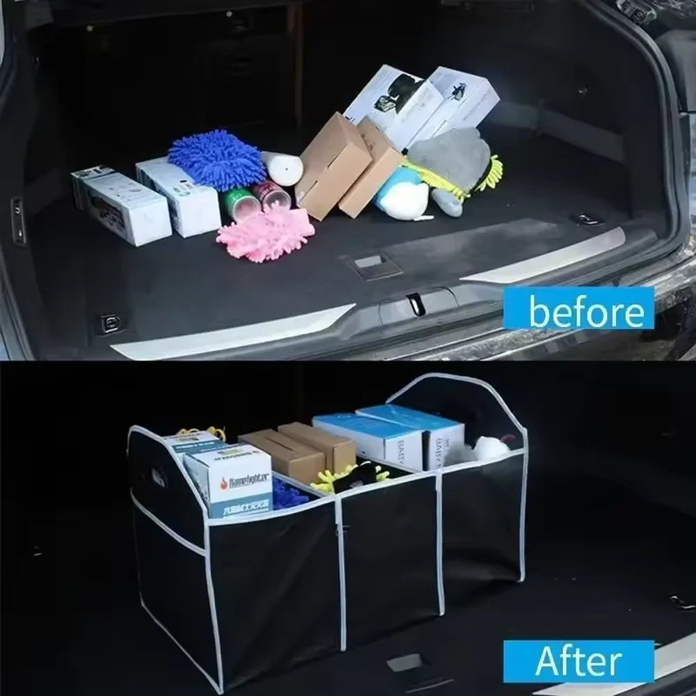 Car Trunk Non-Woven Storage Organizer Foldable Vehicle Interior Box for Auto Large Capacity Collapsible Bin for SUV Sedan Cargo Qme