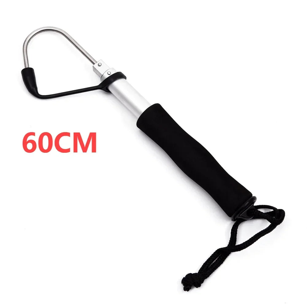 Telescopic Fish Gaff Stainless Steel Ice Sea Fishing Spear Hook Flexible Fishing Gaff Holder Spear Hook Gripper Tool Accessories Qme 1Pc 60cm