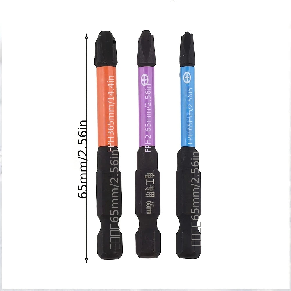 3-Piece Set of Electrician Specific Batch Head Eleven Character Screwdriver (65mm FPH1+FPH2+FPH3) Qme