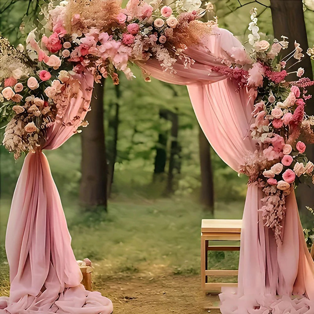 Shaman Wedding Mesh Outdoor Wedding Party Scene Decoration Background Wedding Arches Curtain Mesh Qme pink