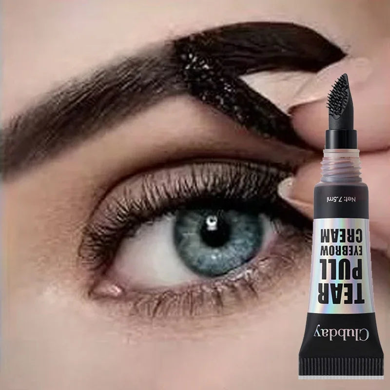 Easy Peel-off Eyebrow Tint Cream Natural Long Lasting Brows Tattoo Waterproof Non-smudging Gel Big Brush Head Liquid Eyebrow Dye Qme