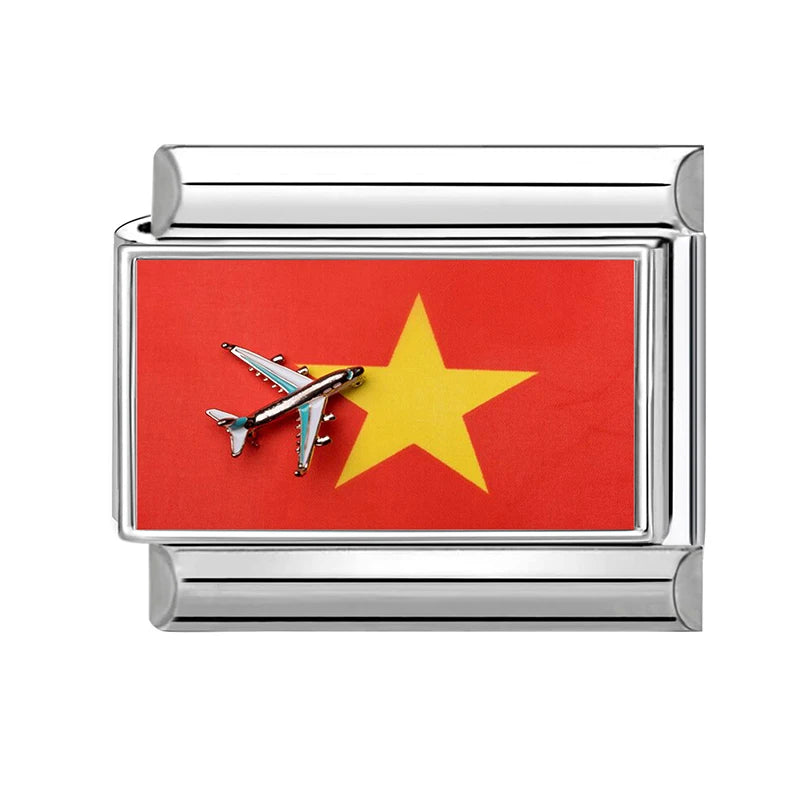 2026 Fashion Vietnamese Independence Day Series Italian Link Fit 9mm Stainless Steel Bracelet Making Bead Charm Jewelry DIY Gift Qme Style 3