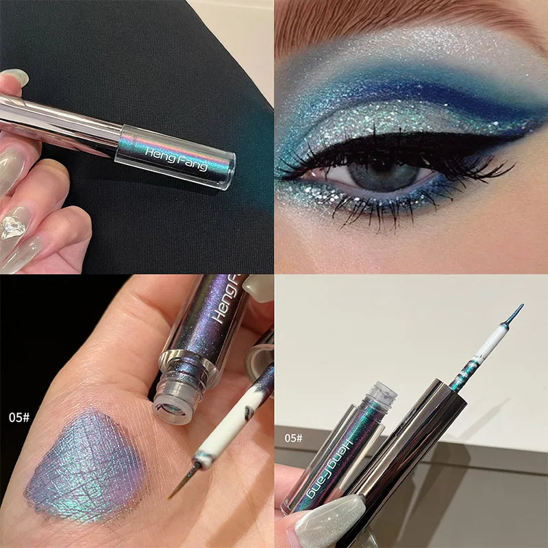 Flash Liquid Eyeliner Durable Shiny Waterproof Colored Liquid Eyeliner Eyeshadow Metallic Pearlescent Chameleon Eyeliner Makeup Qme Eyeliner 05