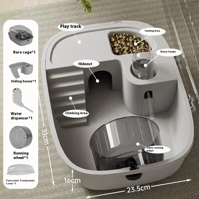 Luxury Large Capacity Hamster Golden Hamster Cage Habitat Villa Large 2-Layer Platform Cage Hiding Nest Small Pet Supplies Qme A5