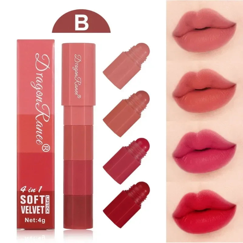 5 Colors in 1 Lipstick Crayon Set Matte Lipstick Pencil Kit Combo Velvet Red Lip Tint Non-stick Cup Multicolour Lipstick Makeup Qme B set of 4pcs