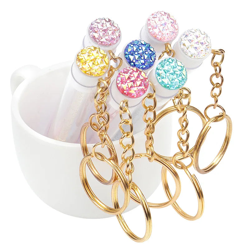 Reusable Eyelash Brush Tubes Gold Keychain Sparkling Lash Mascara Qme