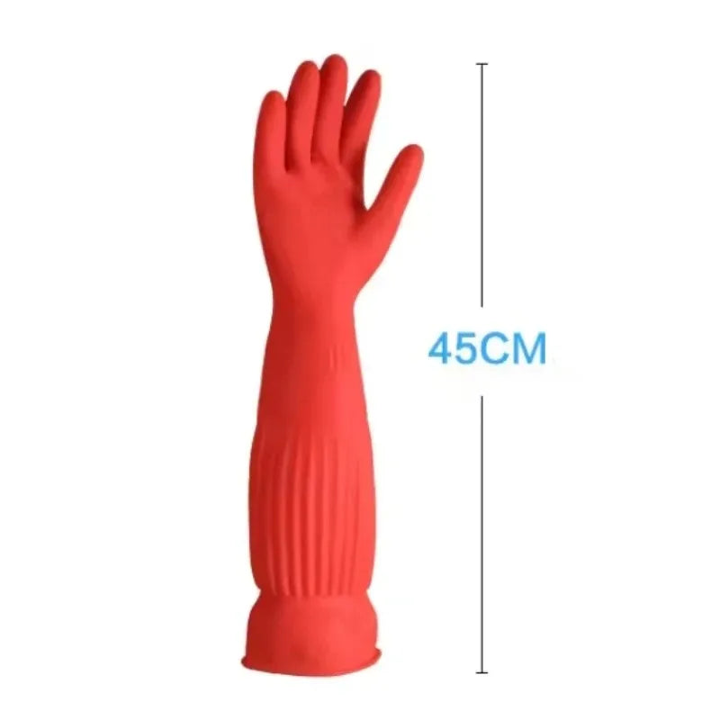 2PCS Cowhide Latex Gloves Household Kitchen Cleaning Acid Alkali Resistant Waterproof Rubber Dishes Washing Hand Protection Qme