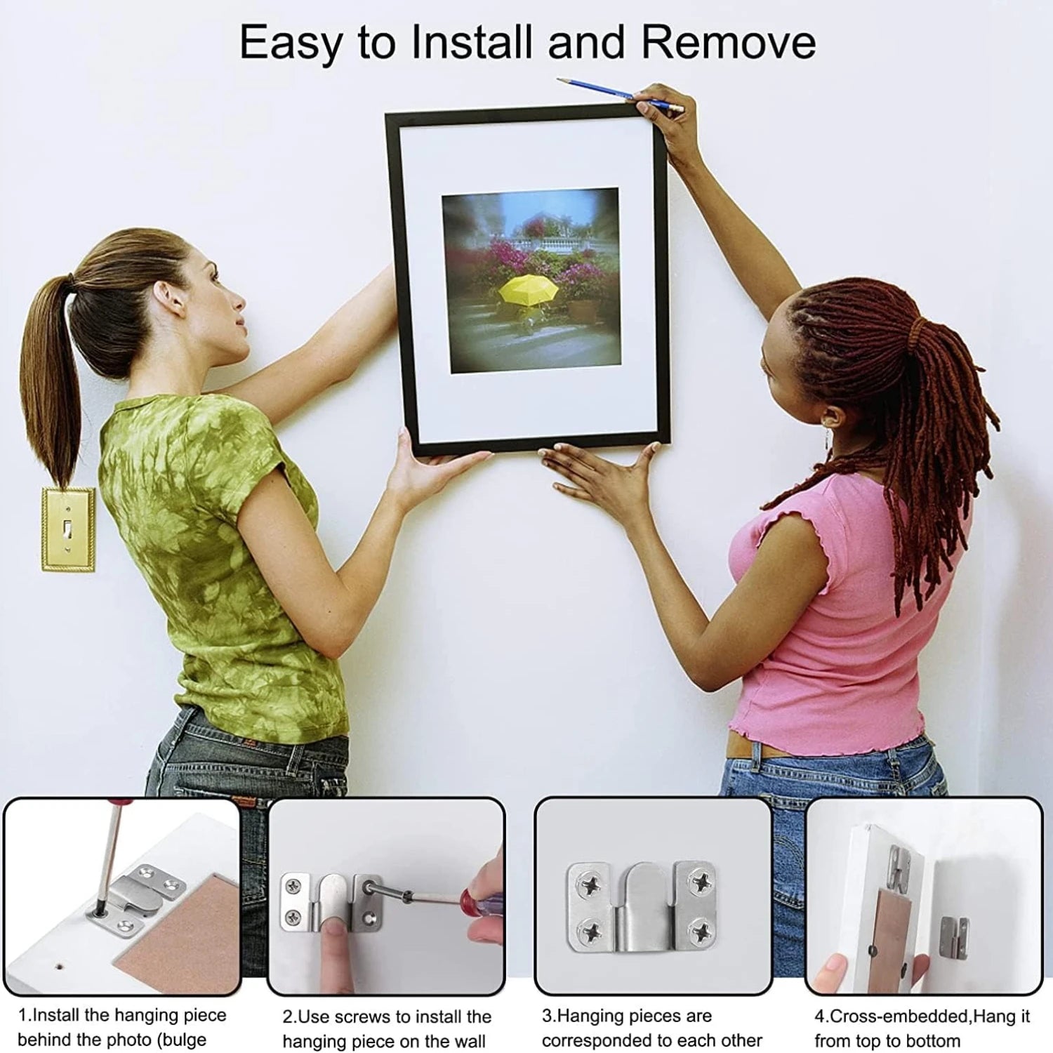 30pcs Heavy Duty Stainless Steel Flush Mount Brackets With Screws Interlocking Photo Frame Hangers And Wall Clips Qme