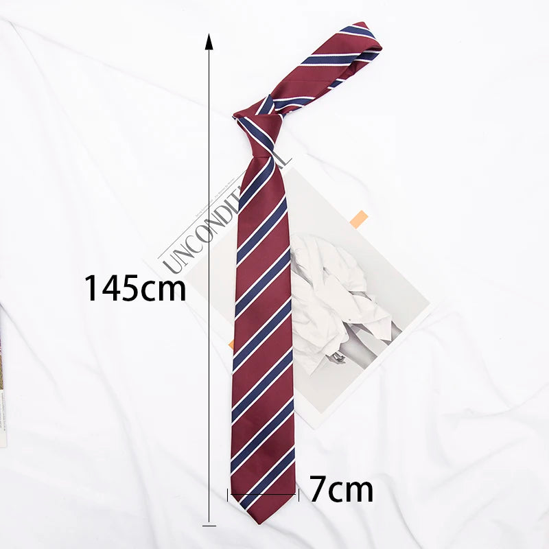 JK Ties Women Striped Neck Tie Girls Japanese Uniform Cute Skinny Qme