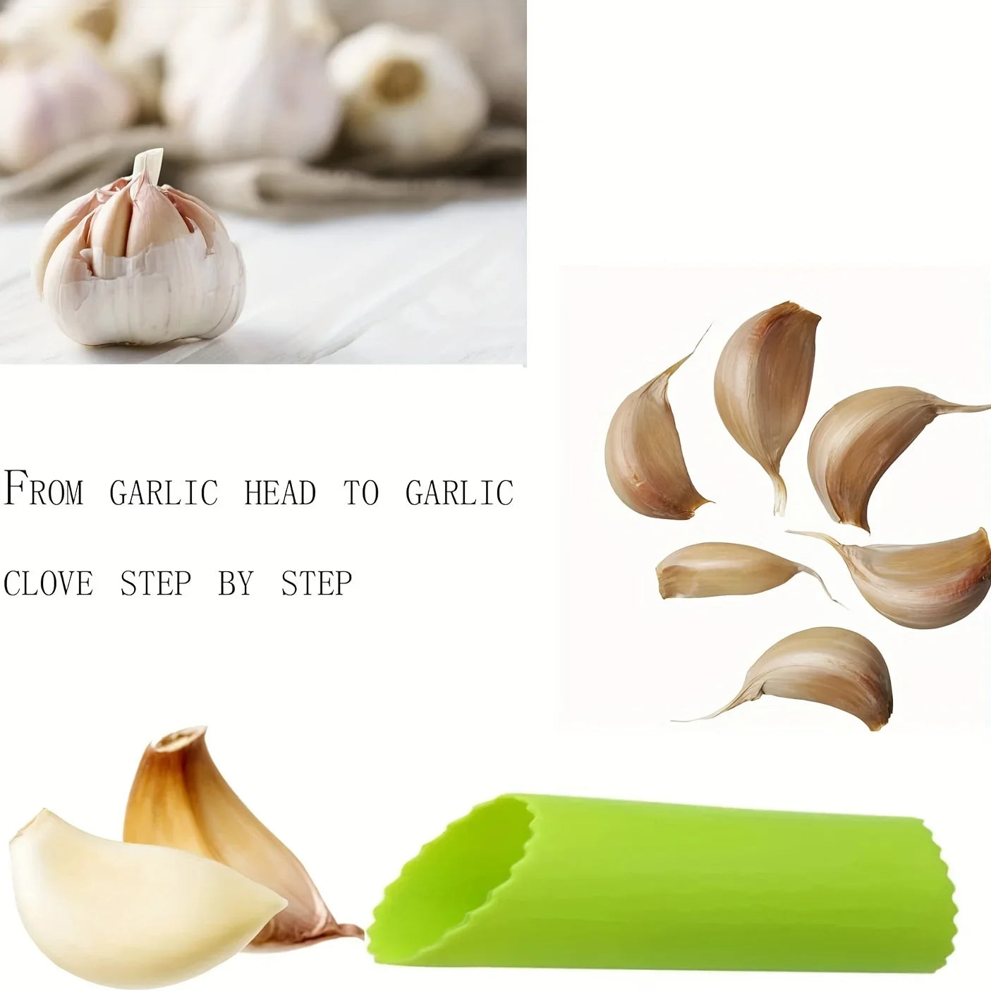 Easy-Grip Garlic Peeler - Durable Plastic, Perfect for Kitchen & Dining Use Qme