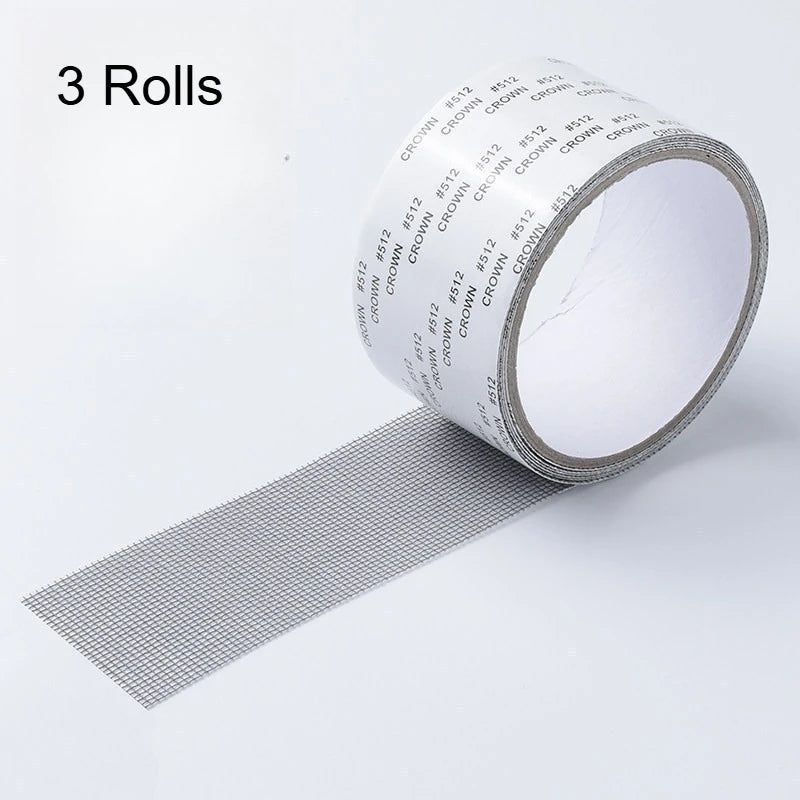 Window Screen Repair Tape,Waterproof Anti-Mosquito Screen Door Repair Sticker,Self-Adhesive Mesh Tape for Window Screen Hole Fix Qme 3 Rolls