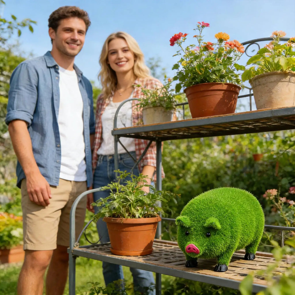 Garden Statue Large Cute Home Decor Flocked Green Garden Statues Animal Decor For Outdoor Yard Patio Porch Lawn Pathway Living Qme