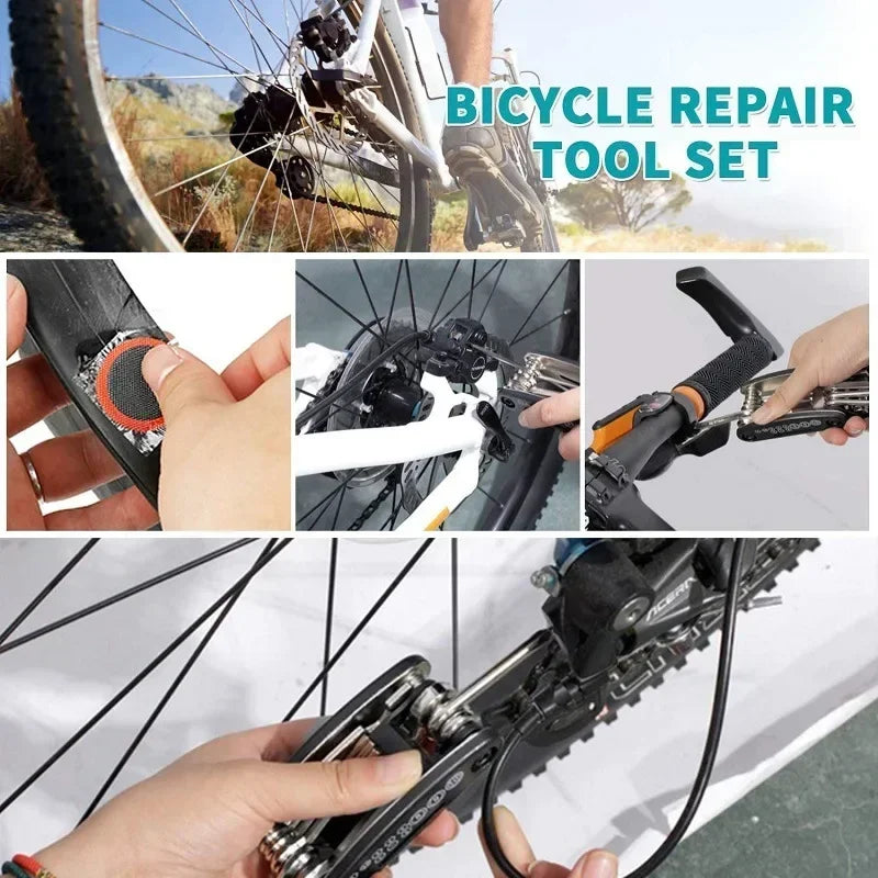 Bicycle Repair Tools Multi Tool Pump Tire Patch Portable Mountain Qme