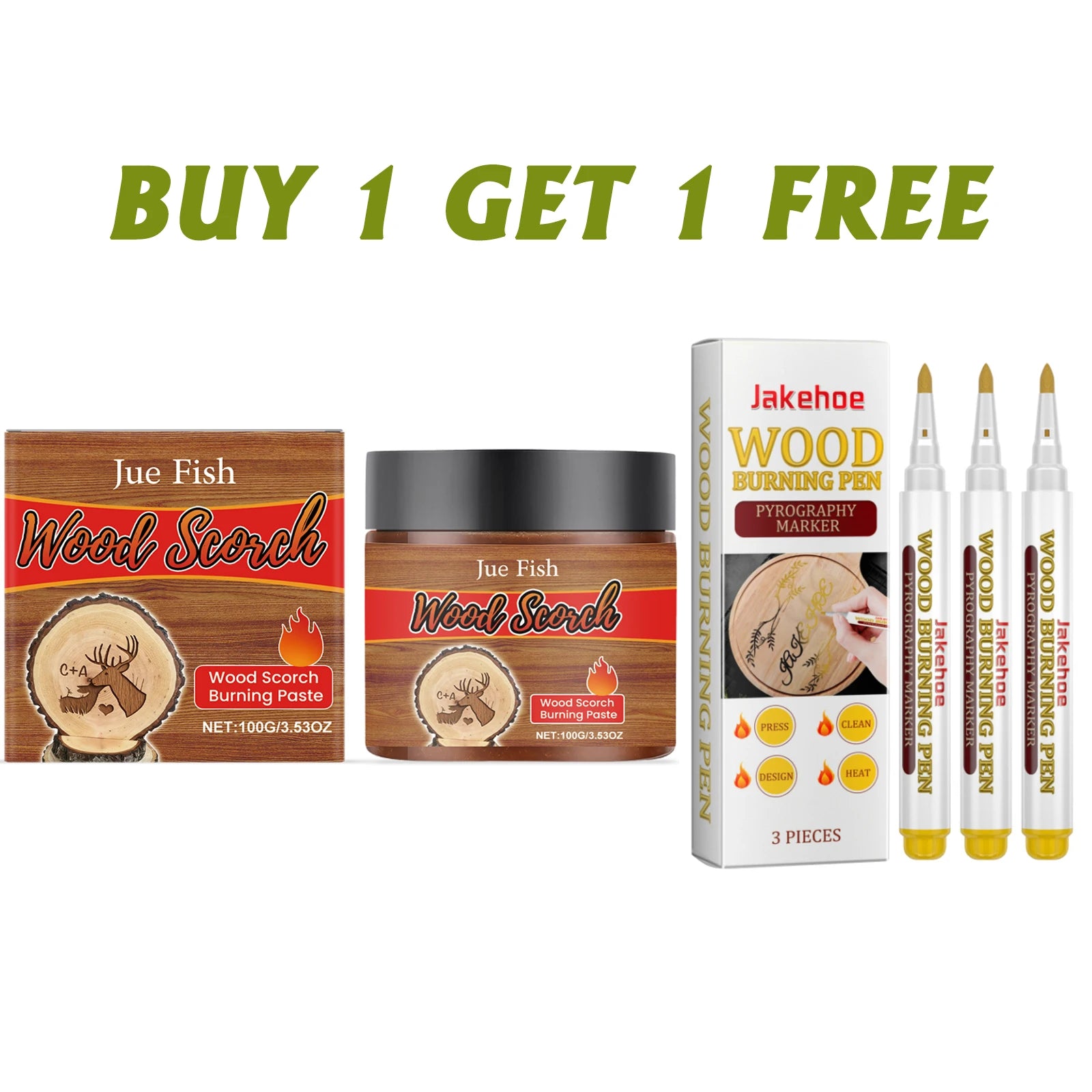 Wood Scorch Burning Paste DIY Pyrography Handmade Personalization Stimulate Creativity Interesting Combustion Effect Unique Gift Qme BUY 1 GET 1 FREE