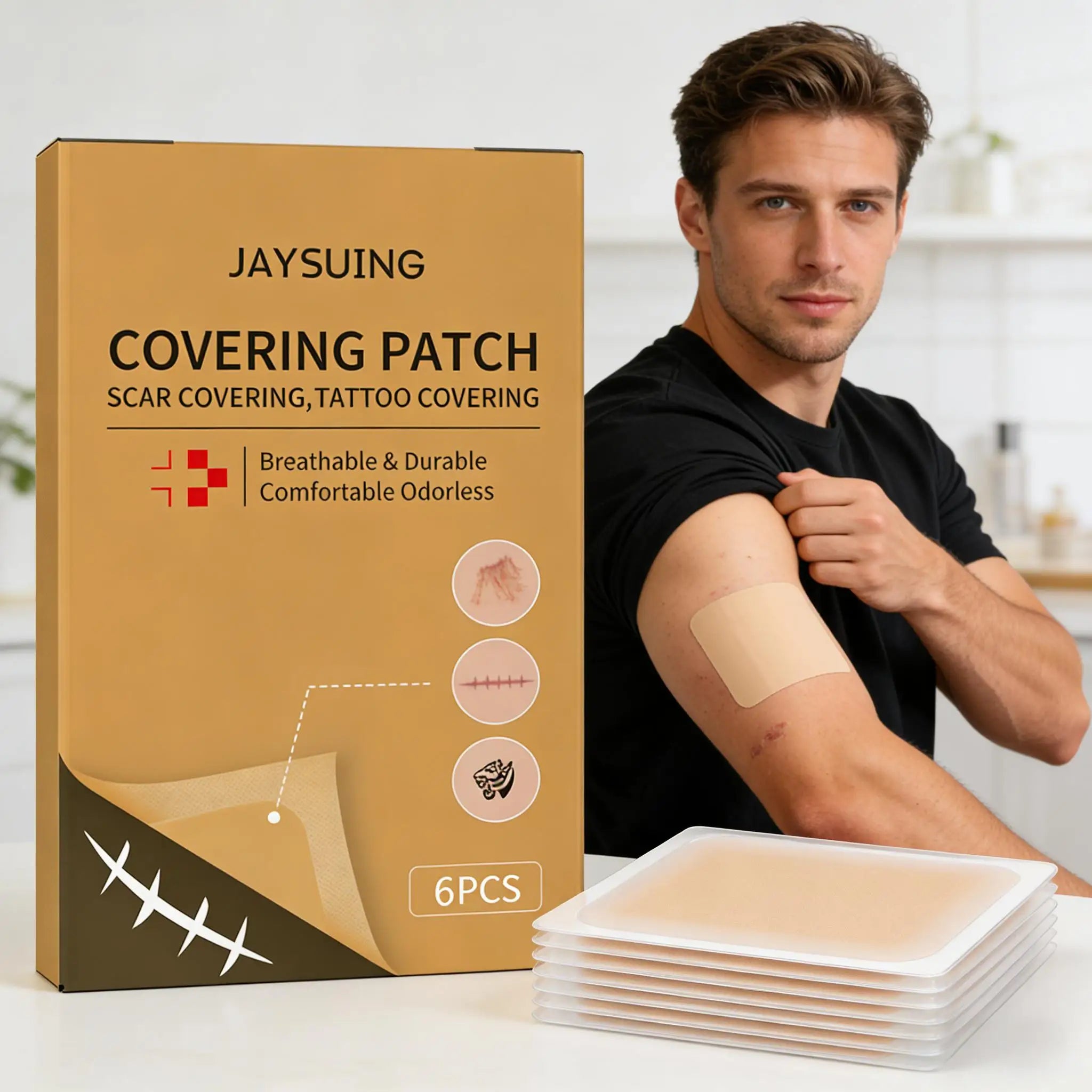 Invisible Concealer Patches Waterproof Full Cover Concealer Tattoo Scar Birthmark Natural Breathable Skin Flaw Hide Tapes 6PCS Qme