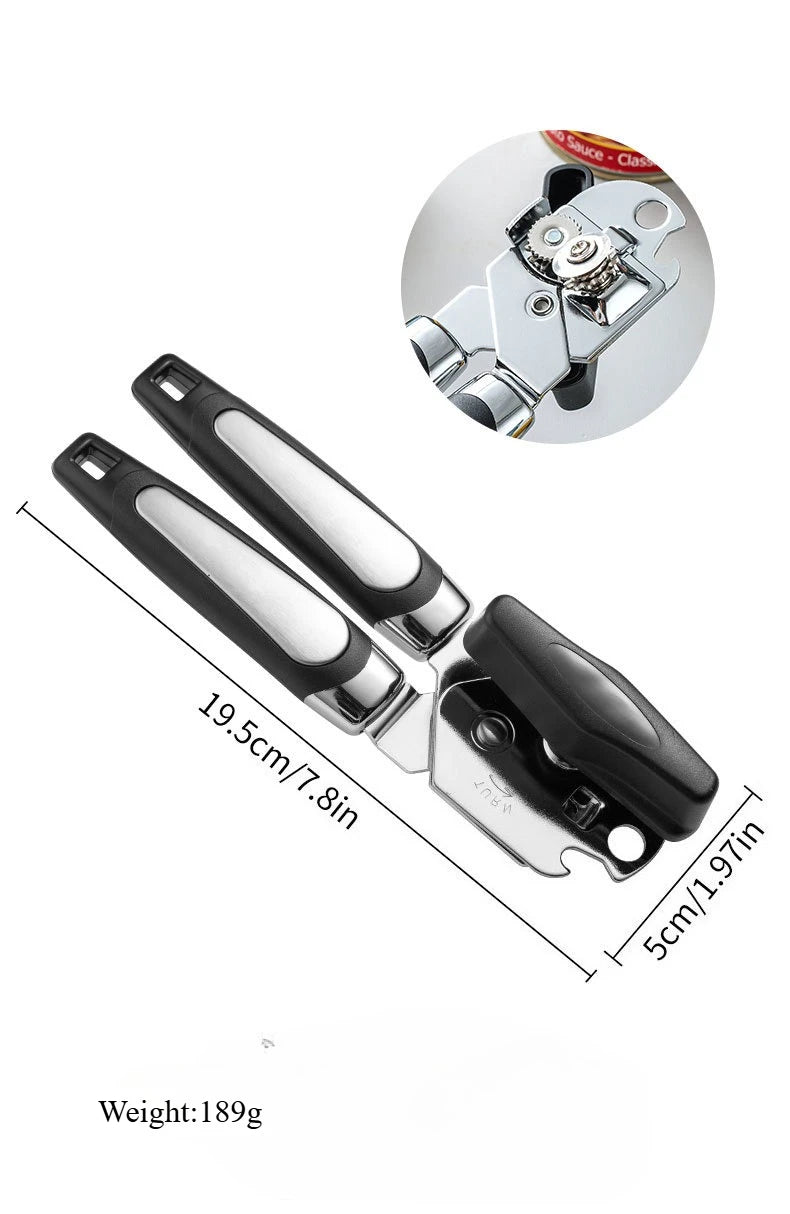 1-2pcs Stainless Steel 3-in-1 Manual Can Opener, Multifunctional Beer Bottle Opener, Kitchen Jar & Tin Can Opening Tool for Home Qme