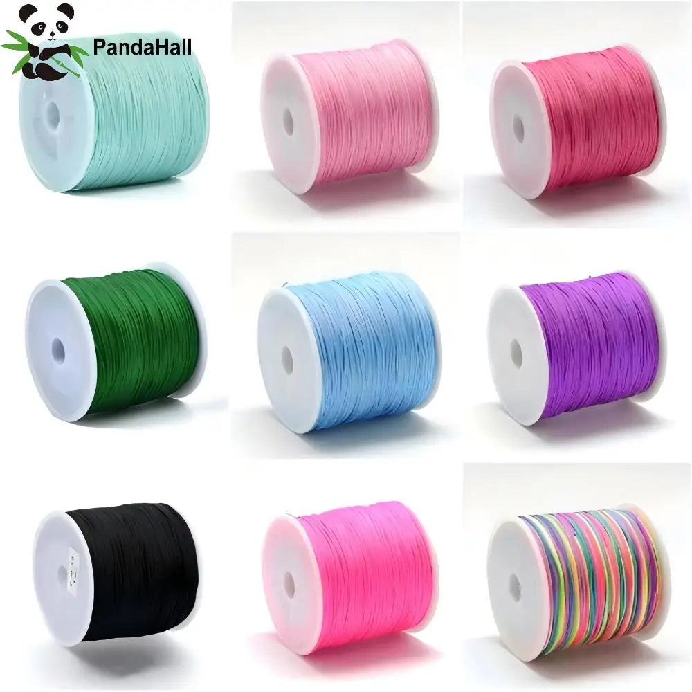 PandaHall 100m/Roll Nylon Thread Braided Chinese Knotting Cord for Jewelry Making, 0.8mm Hole String for DIY Bracelet Beading Qme