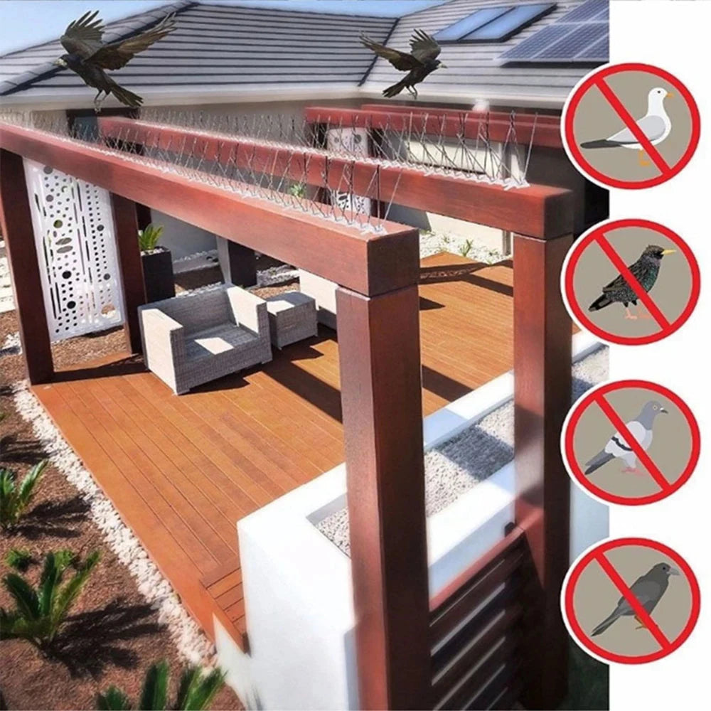 Stainless Steel Pigeon Spikes Bird Repeller Deterrent Traps Anti-bird Repellent Pest Control Garden Balcony Thorn Nail Kit Qme
