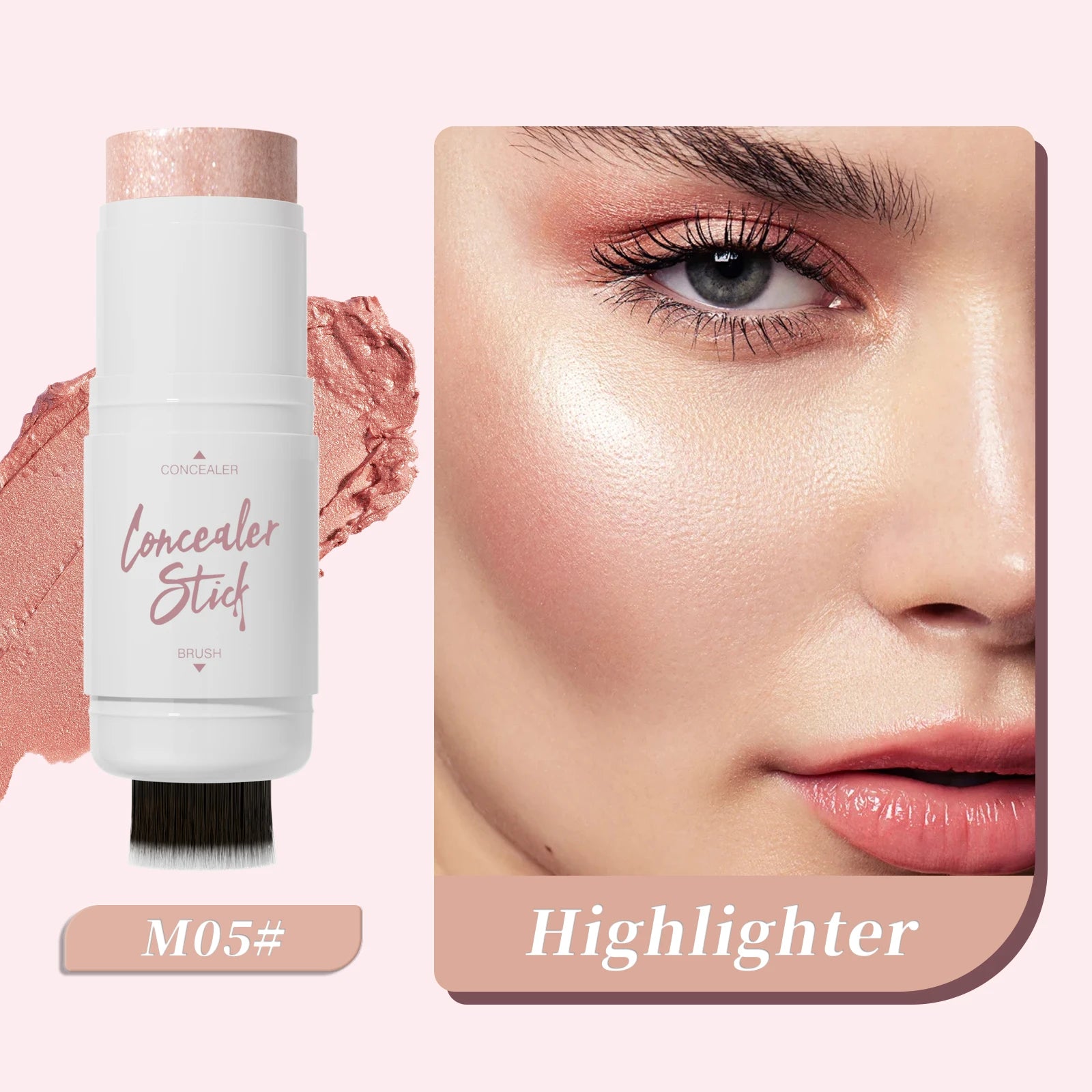 Double Head Highlighter Stick Natural Waterproof Silky Smooth Stereoscopic Nose Shadow Concealer Makeup Qme 9509-5