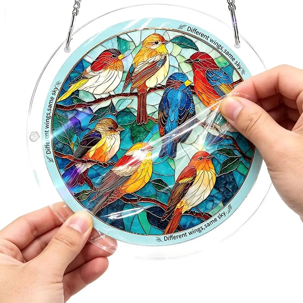 Window Hanging Suncatcher Acrylic Puzzle Round Garland Decoration Qme