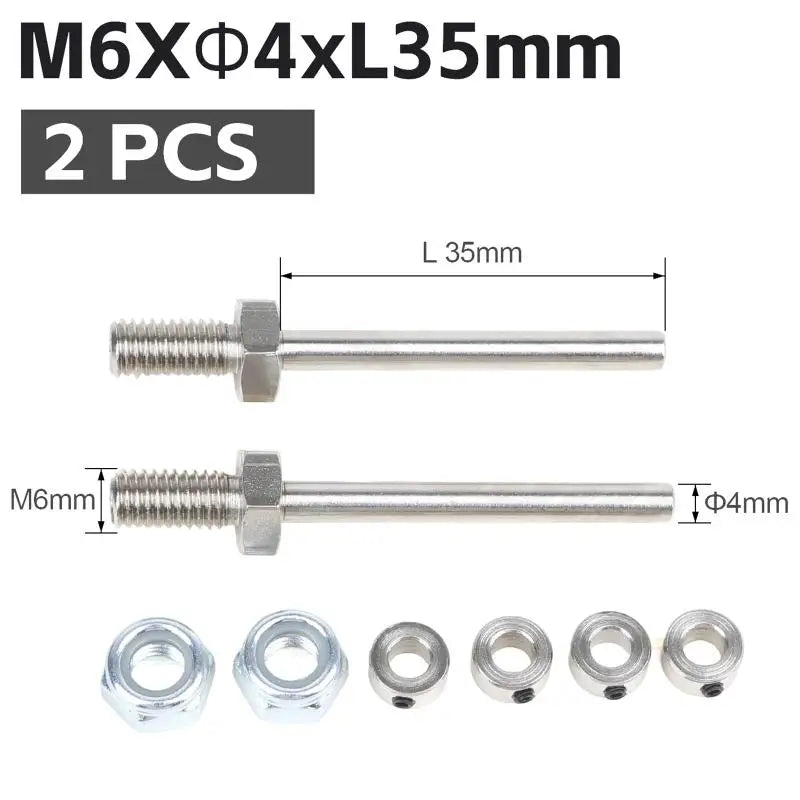 2 Pcs Wheel Axles Steel Shaft With Stop Nuts Dia 3/4/5/6MM Landing Gear Assembly M5/M6/M8 Thread Spares For RC Airplane Model Qme M6x4xL35mm