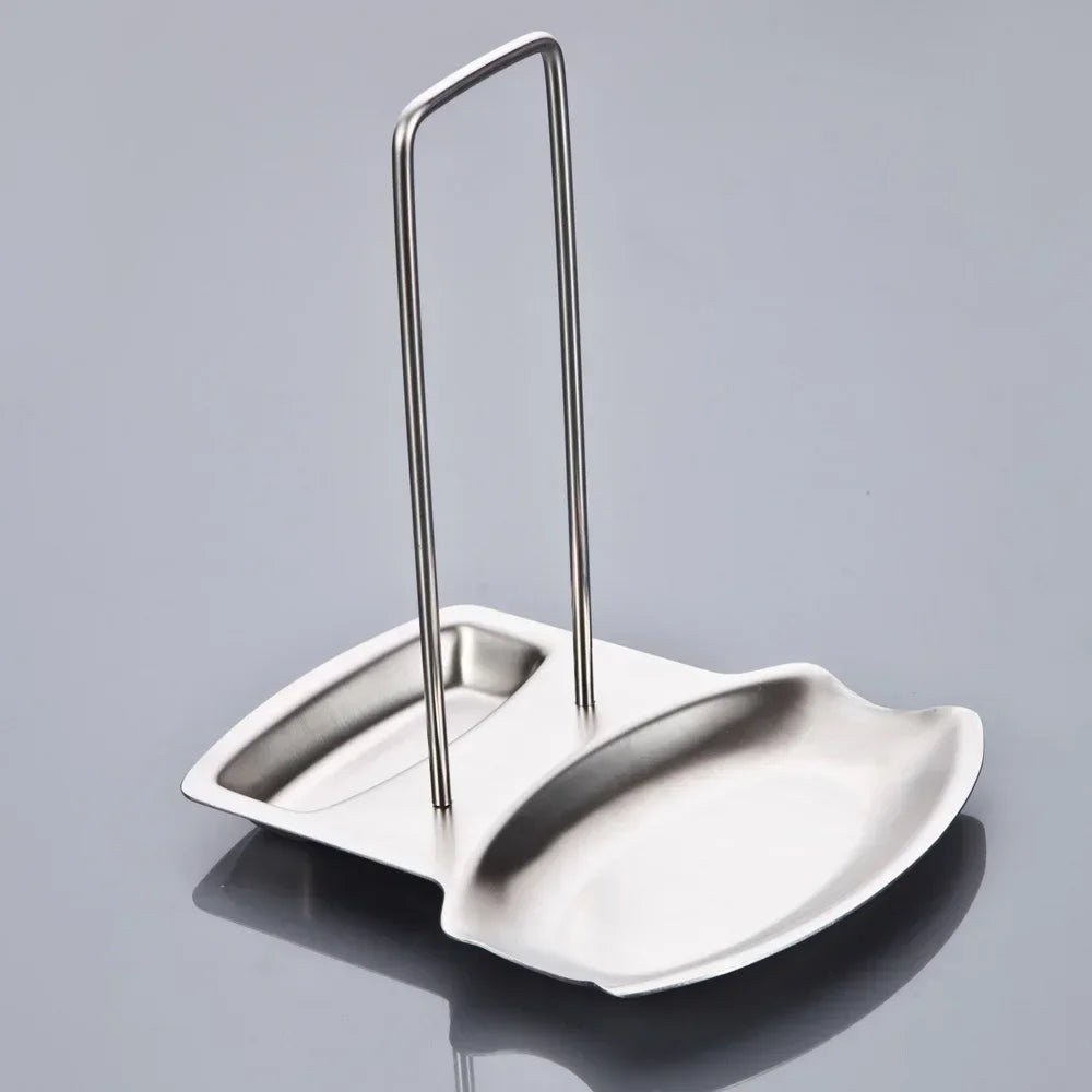 Stainless Steel Pan Pot Rack Cover Lid Rack Stand Spoon Holder Unique Design Holder Kitchen Tool Pot Lid Holder Spoon Rest Qme