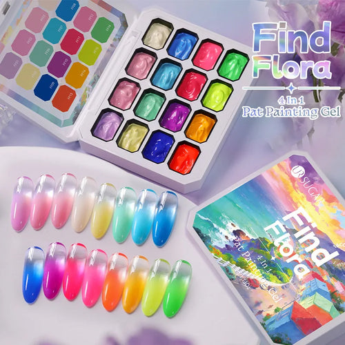 4 in 1 16 Color Nail Art Painting Gel Polish High Pigment Patting Gel for Gradient Ombre Blush Soak Off 3D Creative DIY Manicure Qme
